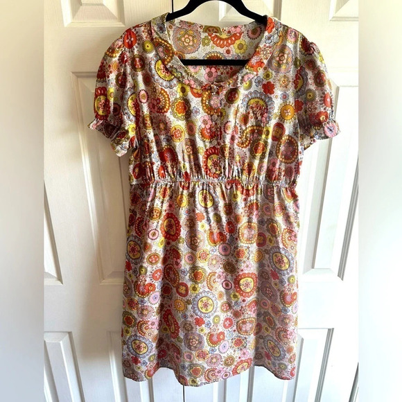 Unbranded (tag cut out) 70s, Retro style floral print mini dress. - Picture 1 of 9